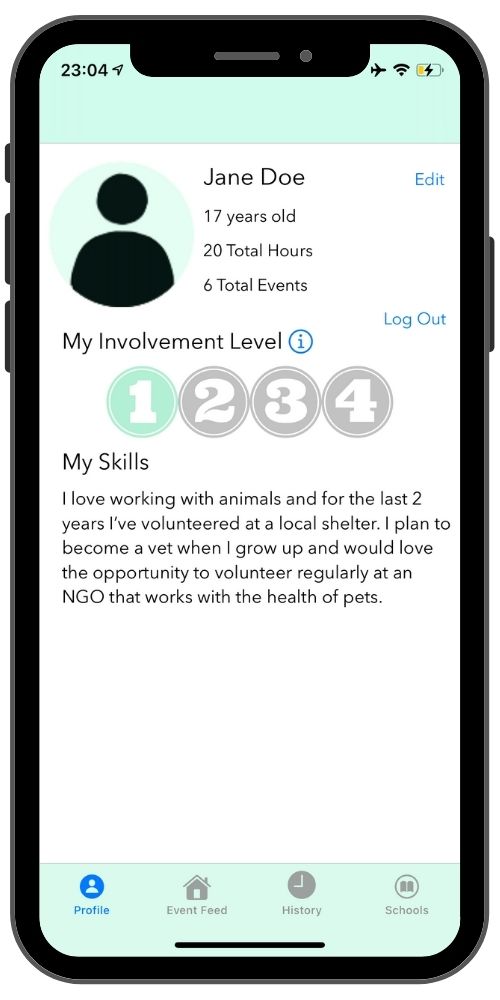 Volunteer Profile Page